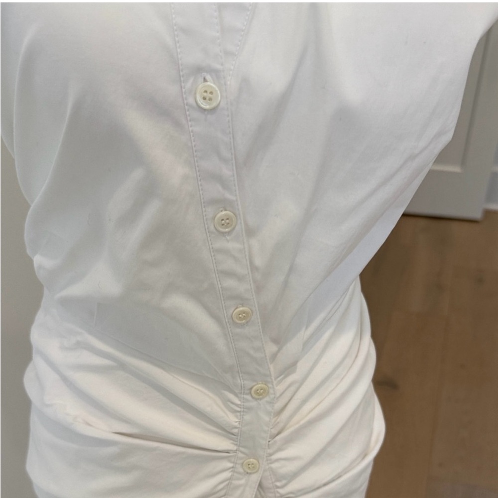 Veronica beard ruched shirt dress white dress - Picture 6 of 7